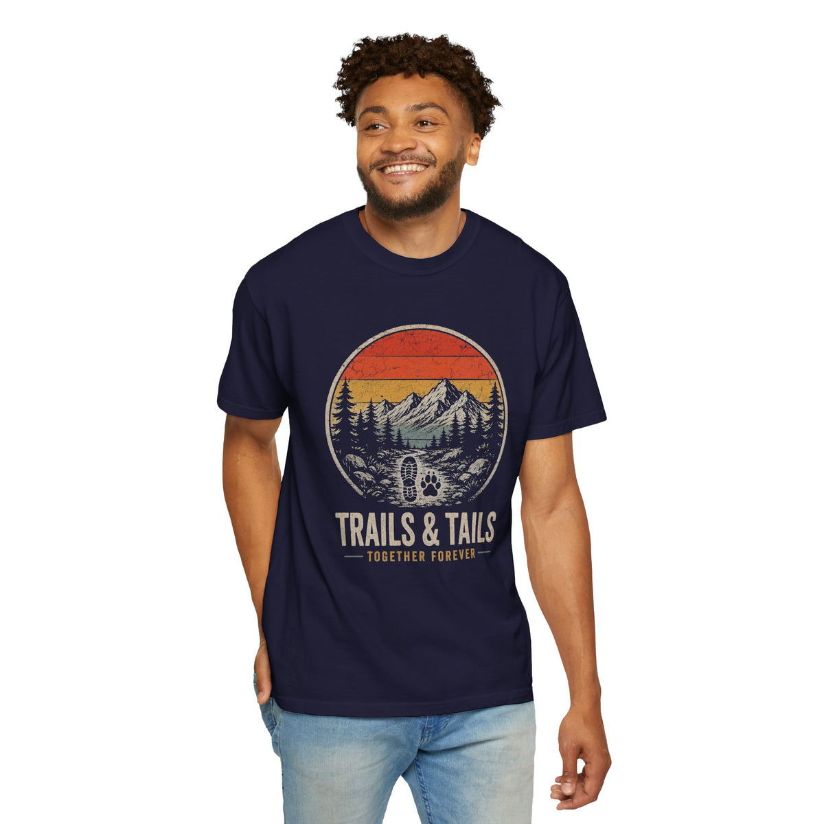 Trails & Tails Tee — Vintage Outdoor Dog Hiking T‑Shirt