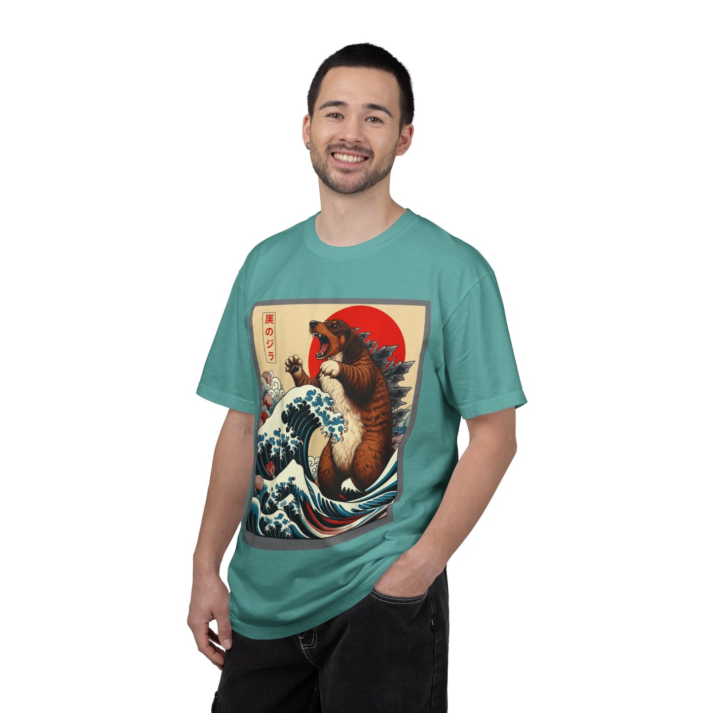 Dachshund Kaiju Wave T-Shirt  Japanese-Style Tee