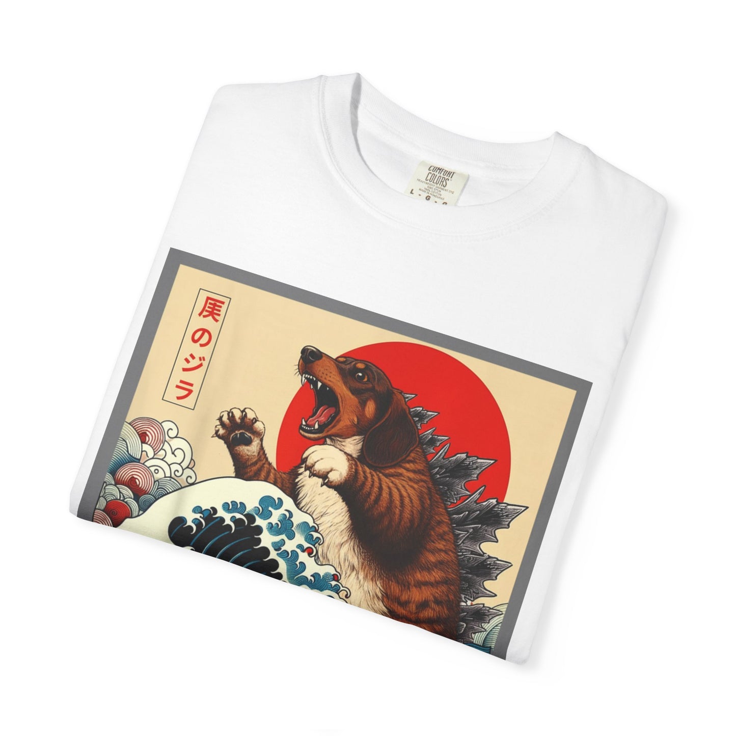 Dachshund Kaiju Wave T-Shirt  Japanese-Style Tee