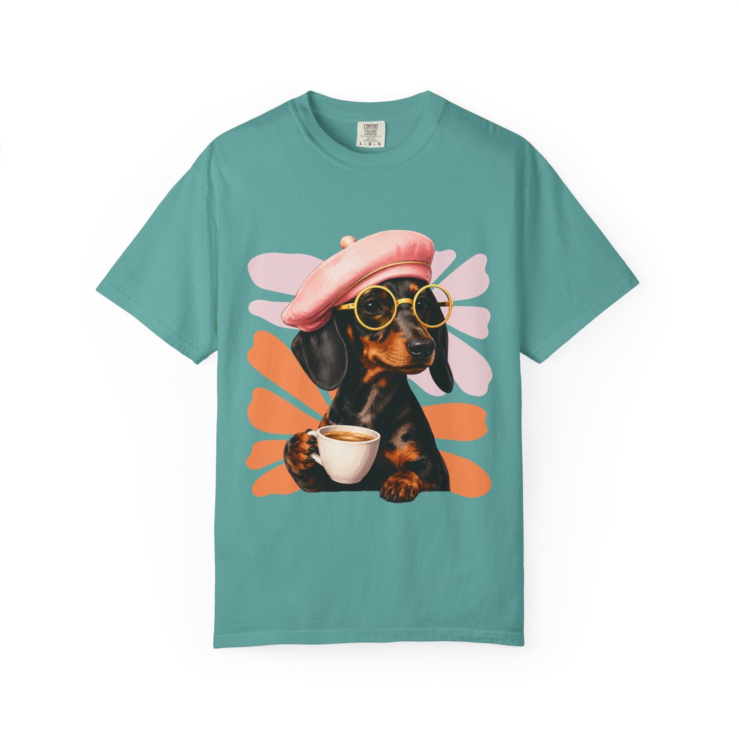 Retro Gravhund Kaffetee – Sød Hunde Grafik T-shirt