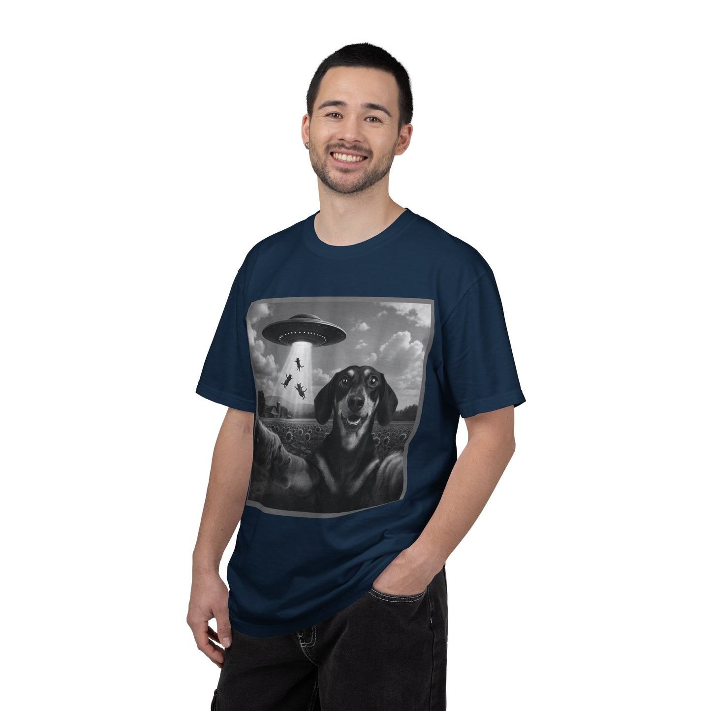 Buitenaardse Ontvoering Teckel T-shirt Retro UFO Hond Grafisch T-shirt