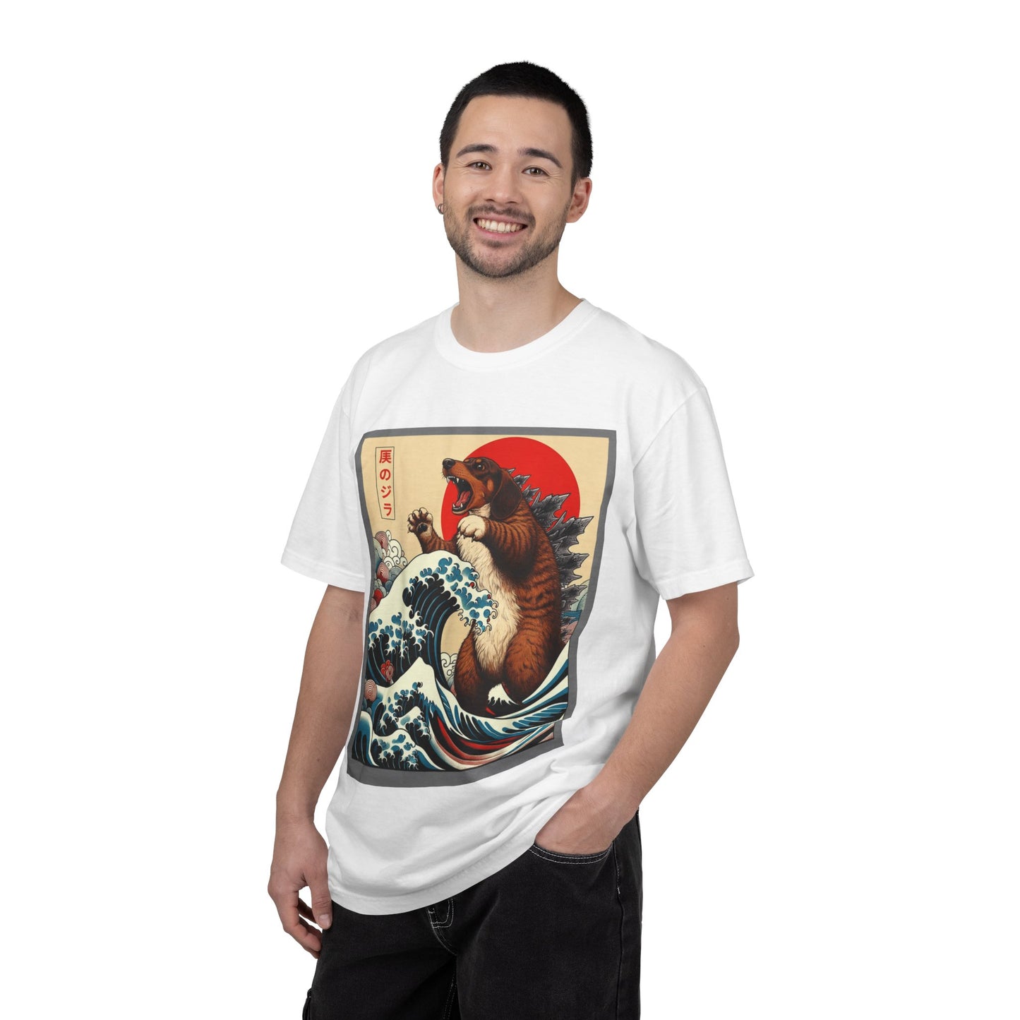 Dachshund Kaiju Wave T-Shirt  Japanese-Style Tee