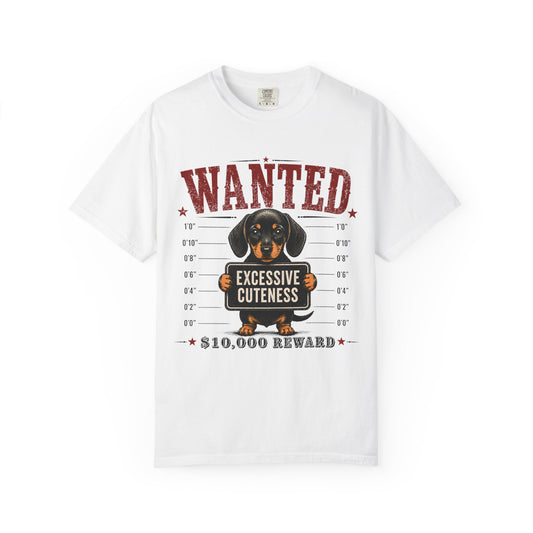 Ønskes: "Overdreven Sødhed" Gravhund T-shirt — Sjovt Mugsot Hundetrøje, 10.000 Belønning