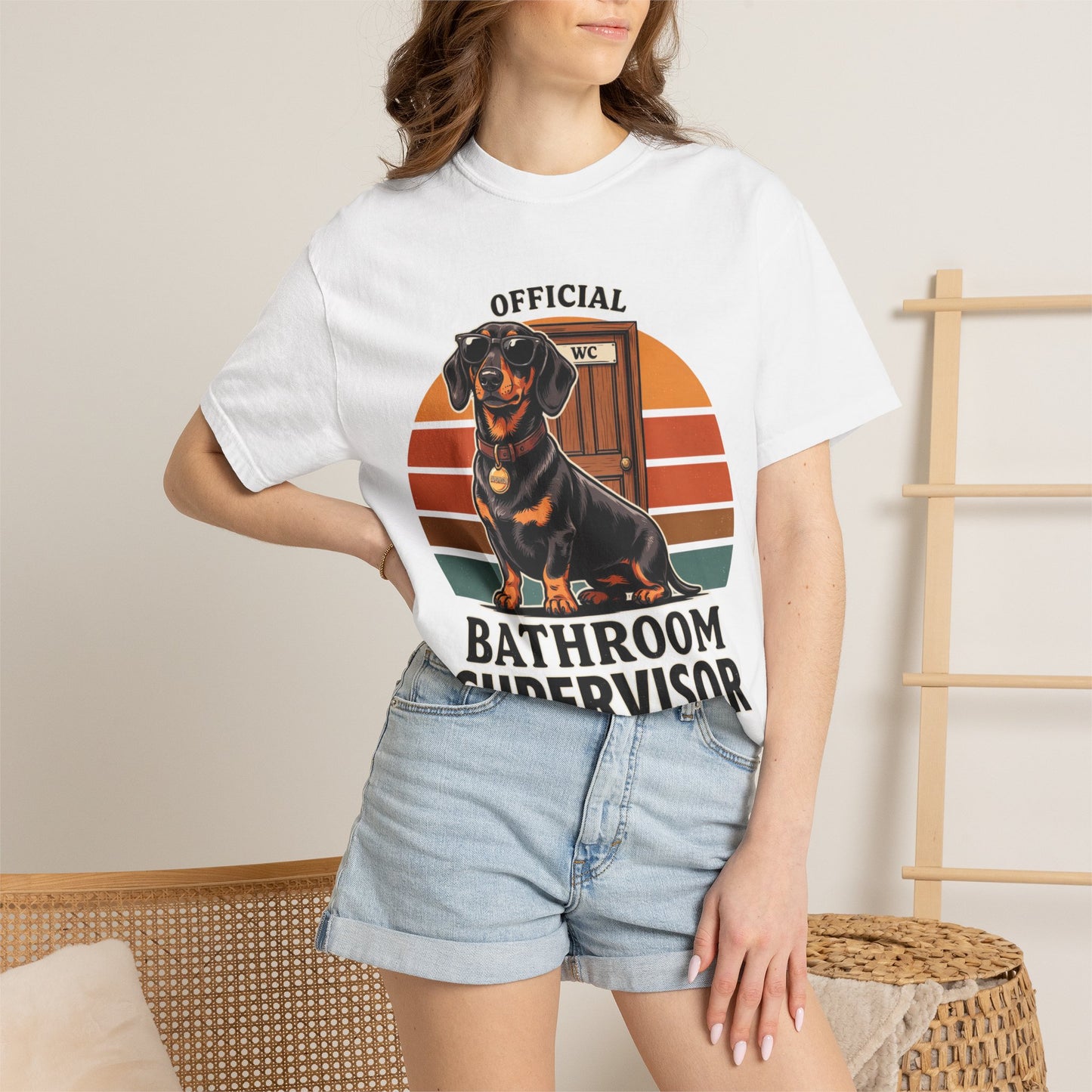 Bathroom Supervisor T-Shirt — 'Official Bathroom Supervisor' Dachshund Graphic Tee