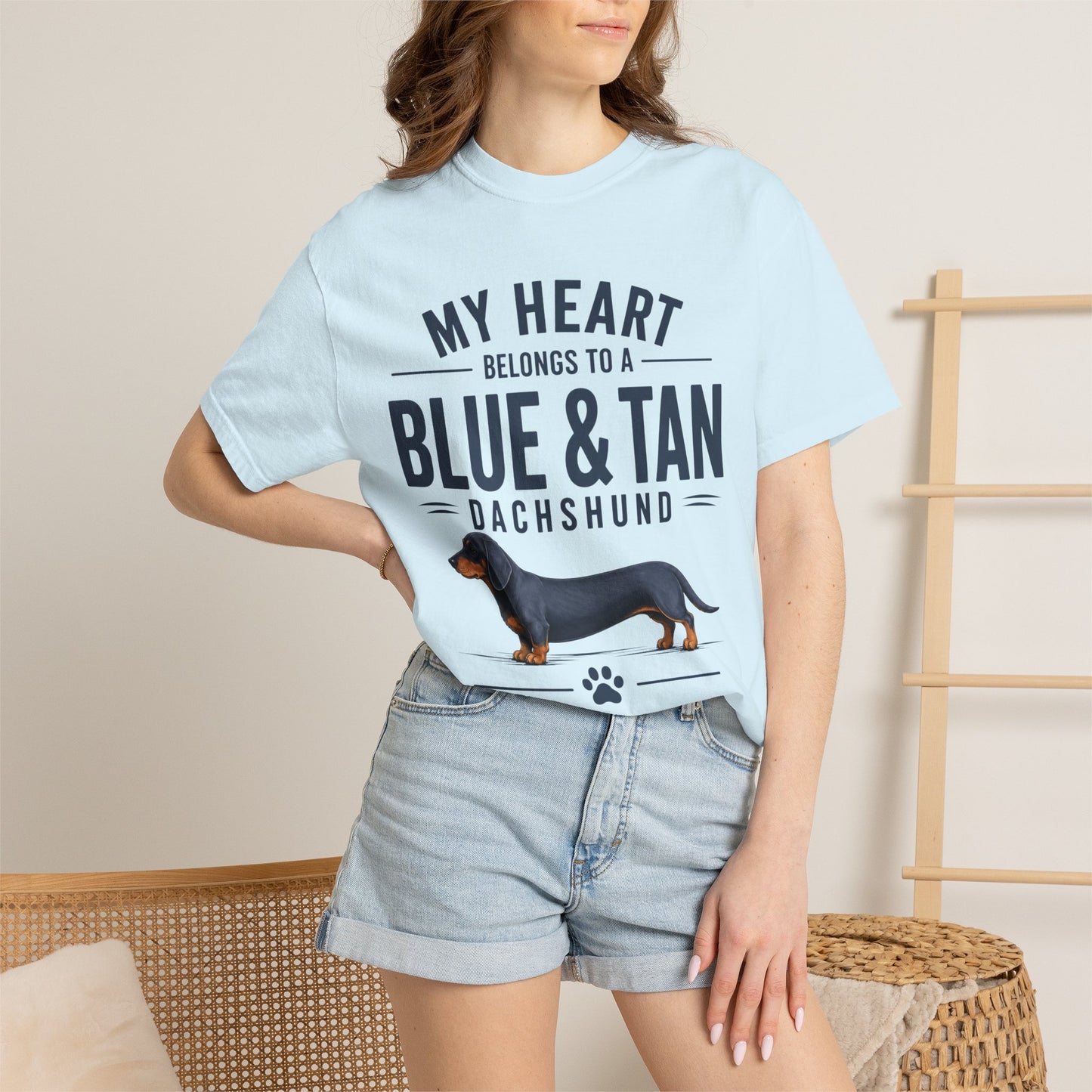 Blå og Tan Gravhund T-shirt — “Mit hjerte tilhører en blå og tan gravhund”