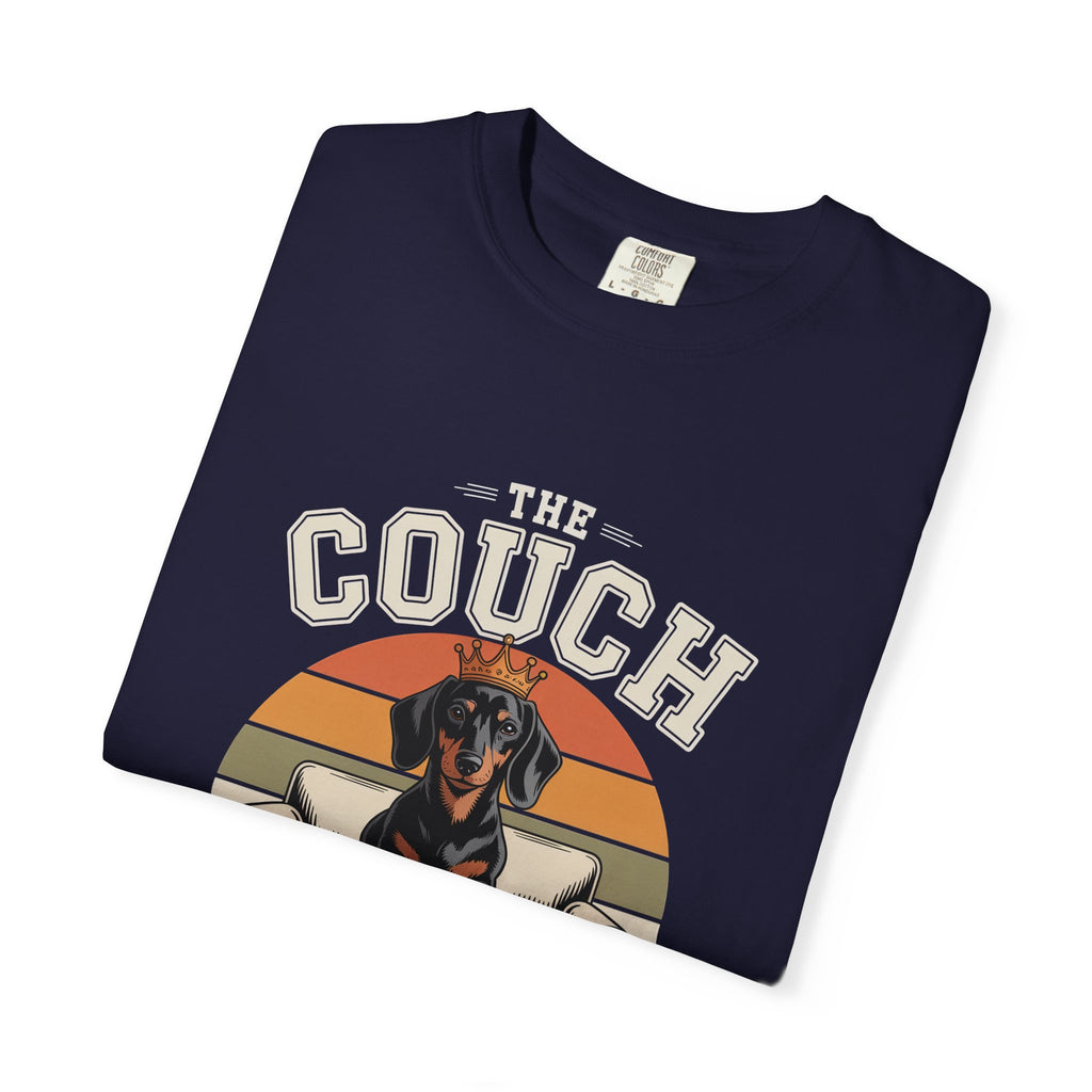 Couch King T‑Shirt — Retro Dachshund 'Certified Relaxation Expert' Tee