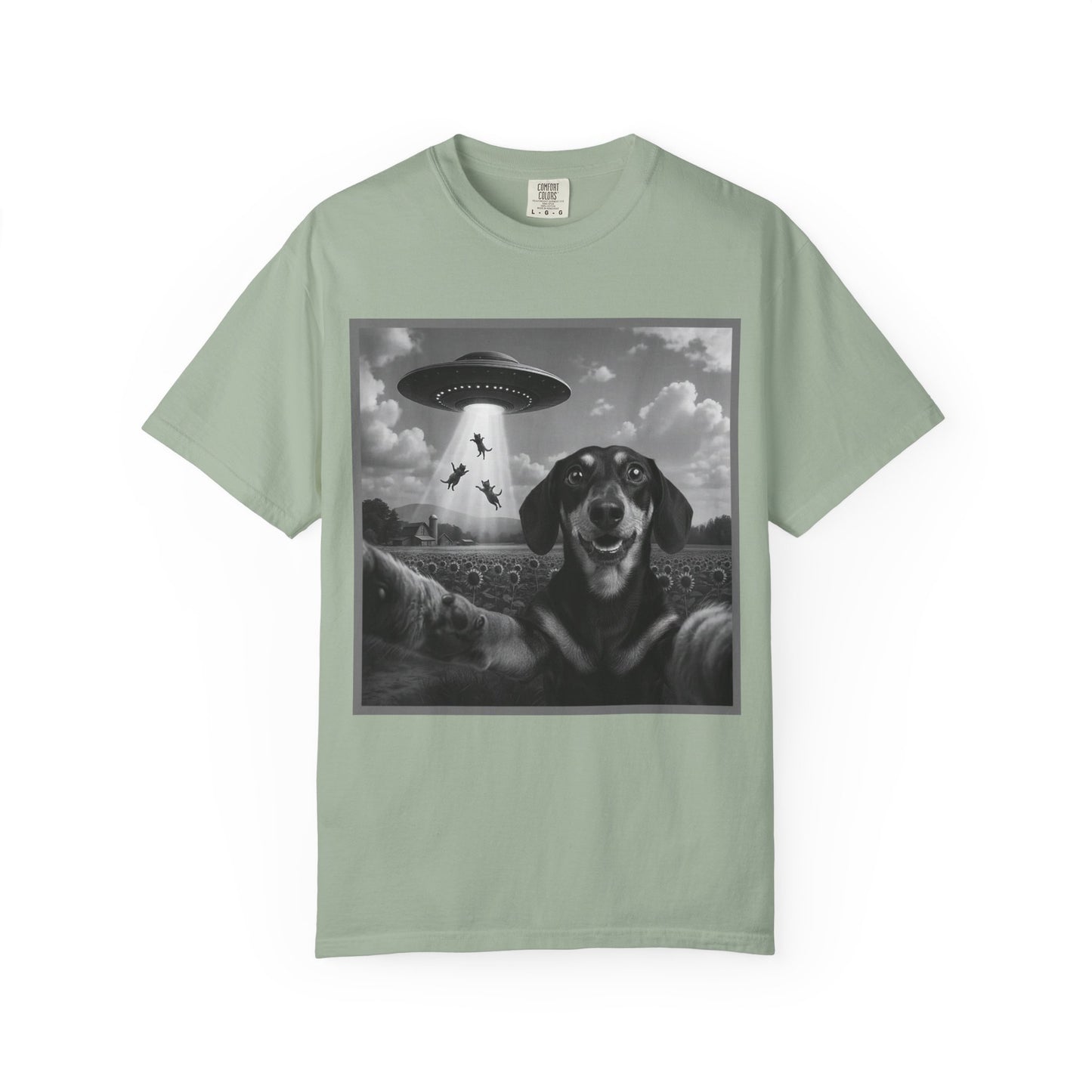 Buitenaardse Ontvoering Teckel T-shirt Retro UFO Hond Grafisch T-shirt