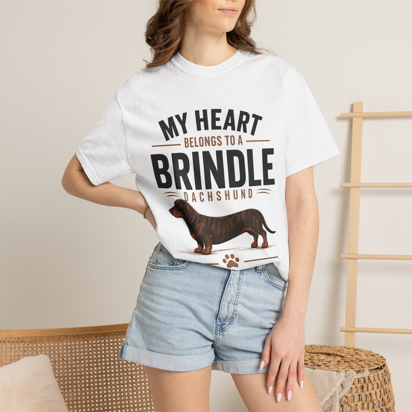 Brindle Dachshund T-Shirt – "My Heart Belongs to a Brindle Dachshund"