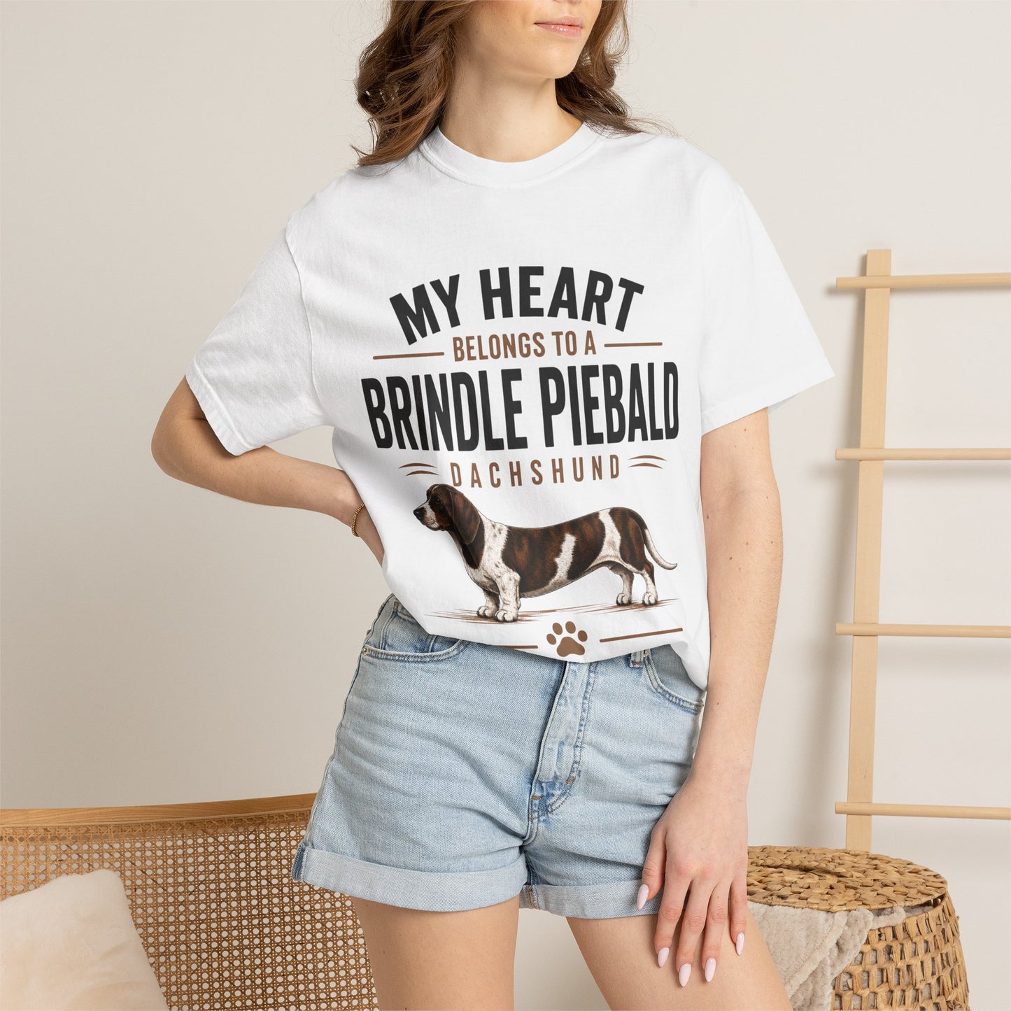 My Heart Belongs to a Brindle Piebald Dachshund T-Shirt