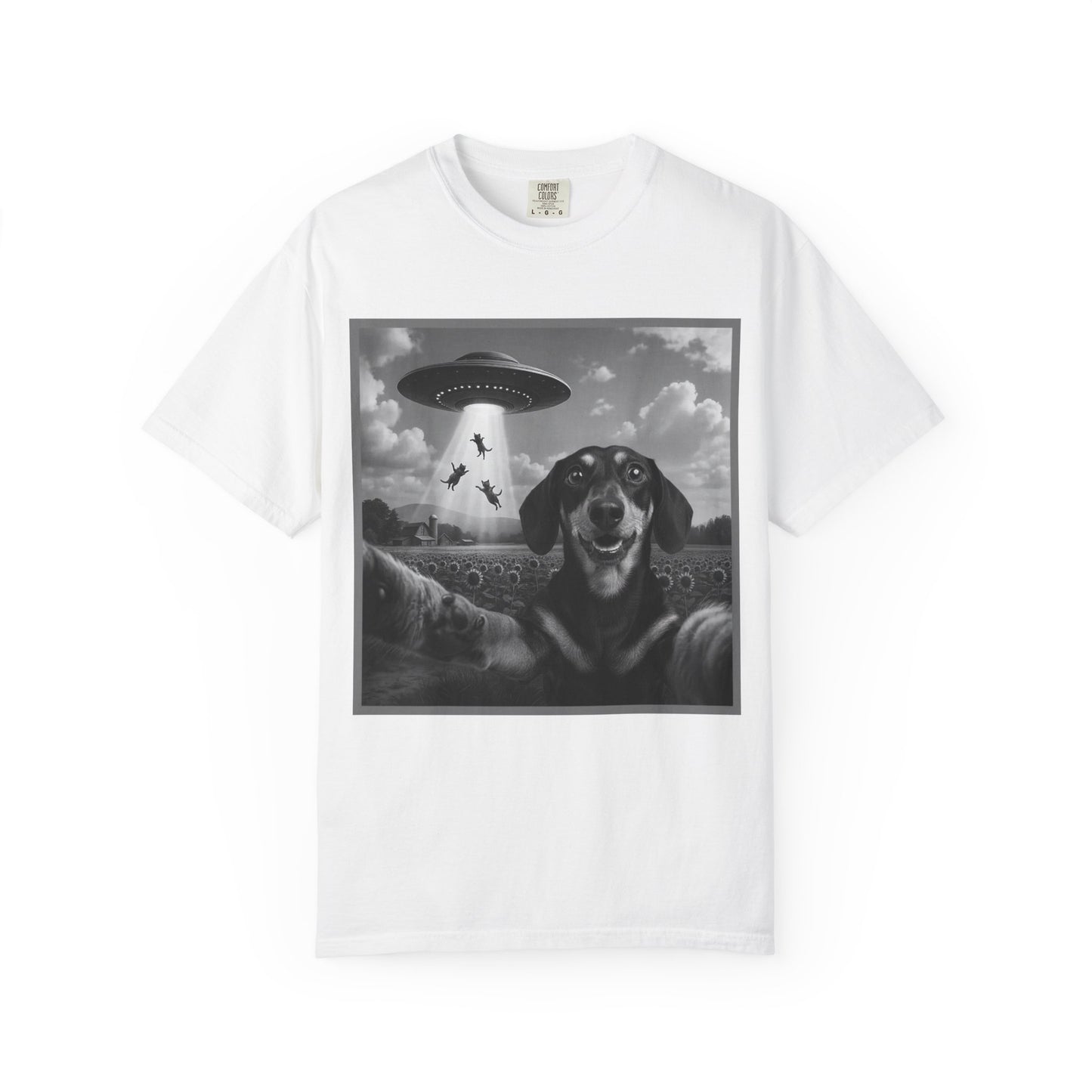 Buitenaardse Ontvoering Teckel T-shirt Retro UFO Hond Grafisch T-shirt