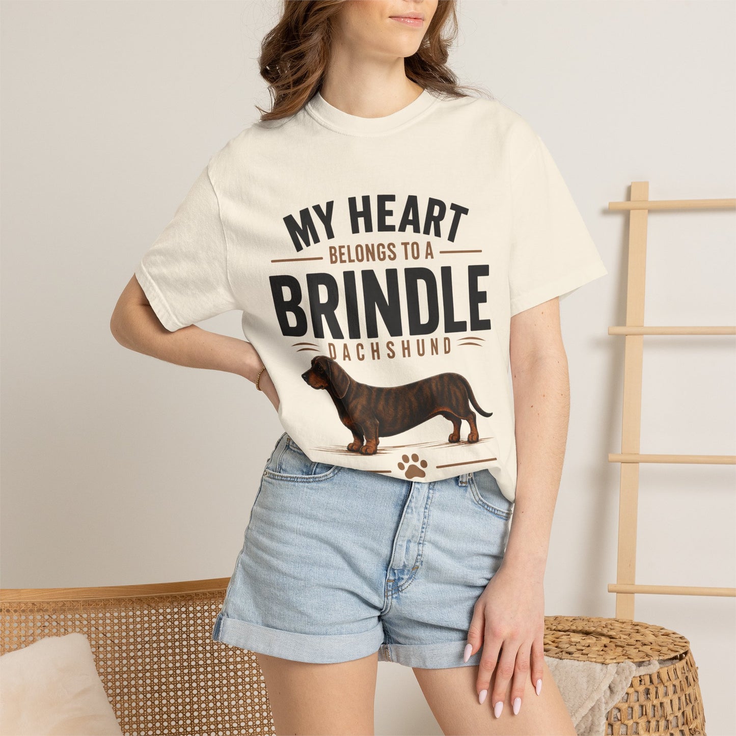 Brindle Dachshund T-Shirt – "My Heart Belongs to a Brindle Dachshund"