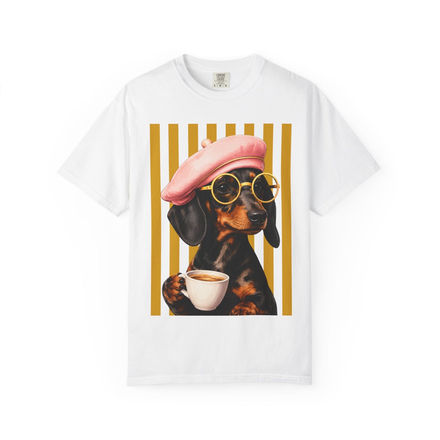 Dachshund Coffee T-shirt – Sød hund med baret grafisk T-shirt