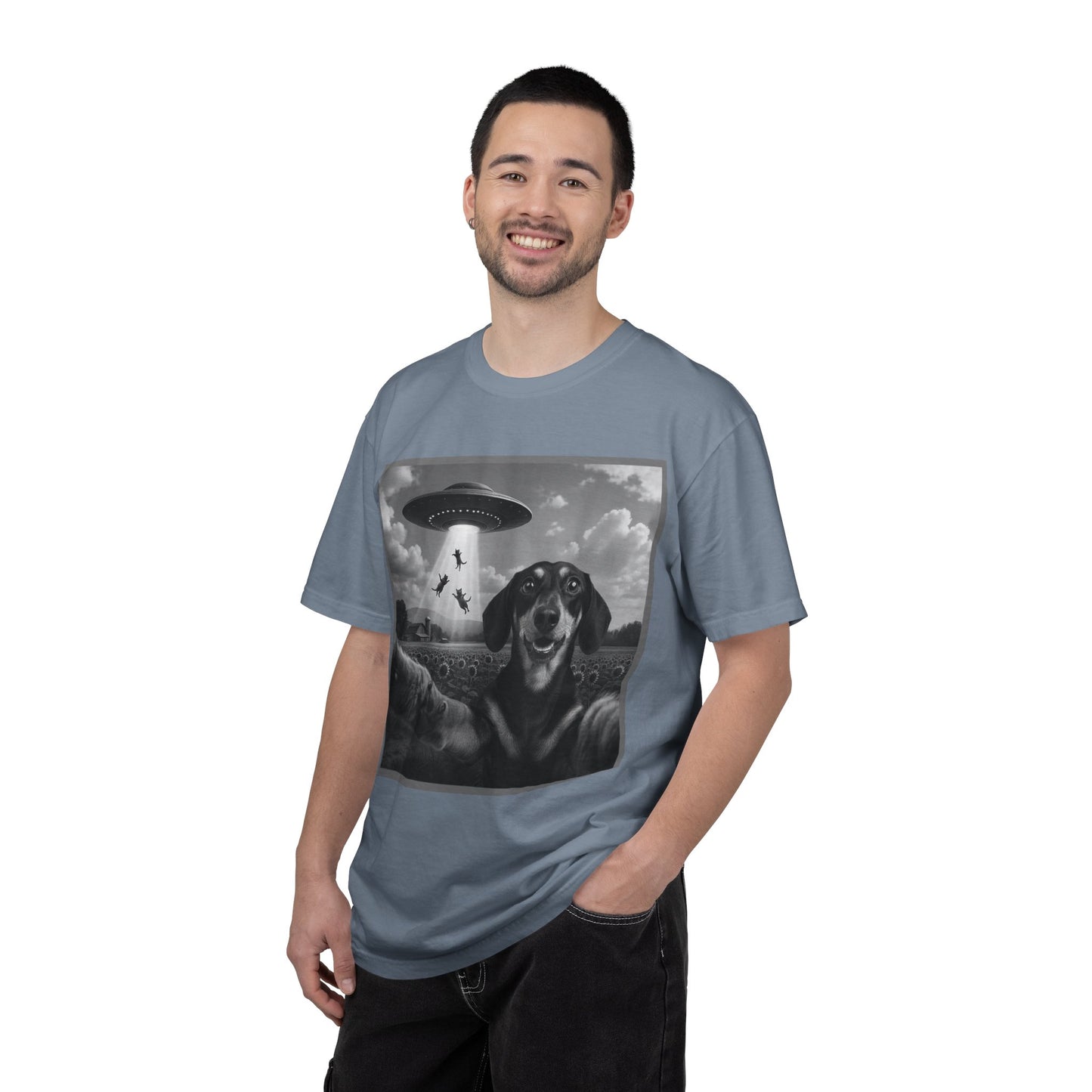 Buitenaardse Ontvoering Teckel T-shirt Retro UFO Hond Grafisch T-shirt