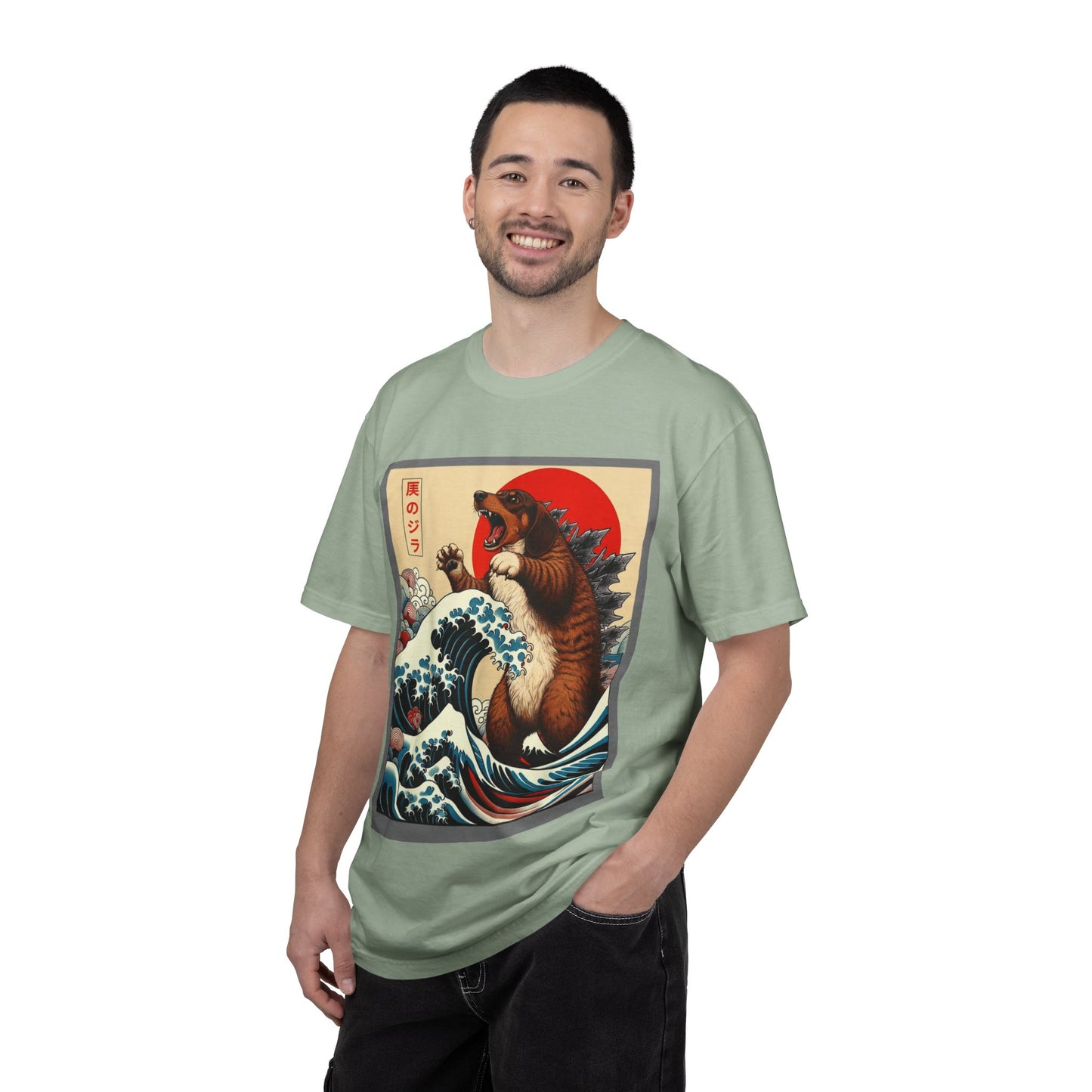 Dachshund Kaiju Wave T-Shirt  Japanese-Style Tee