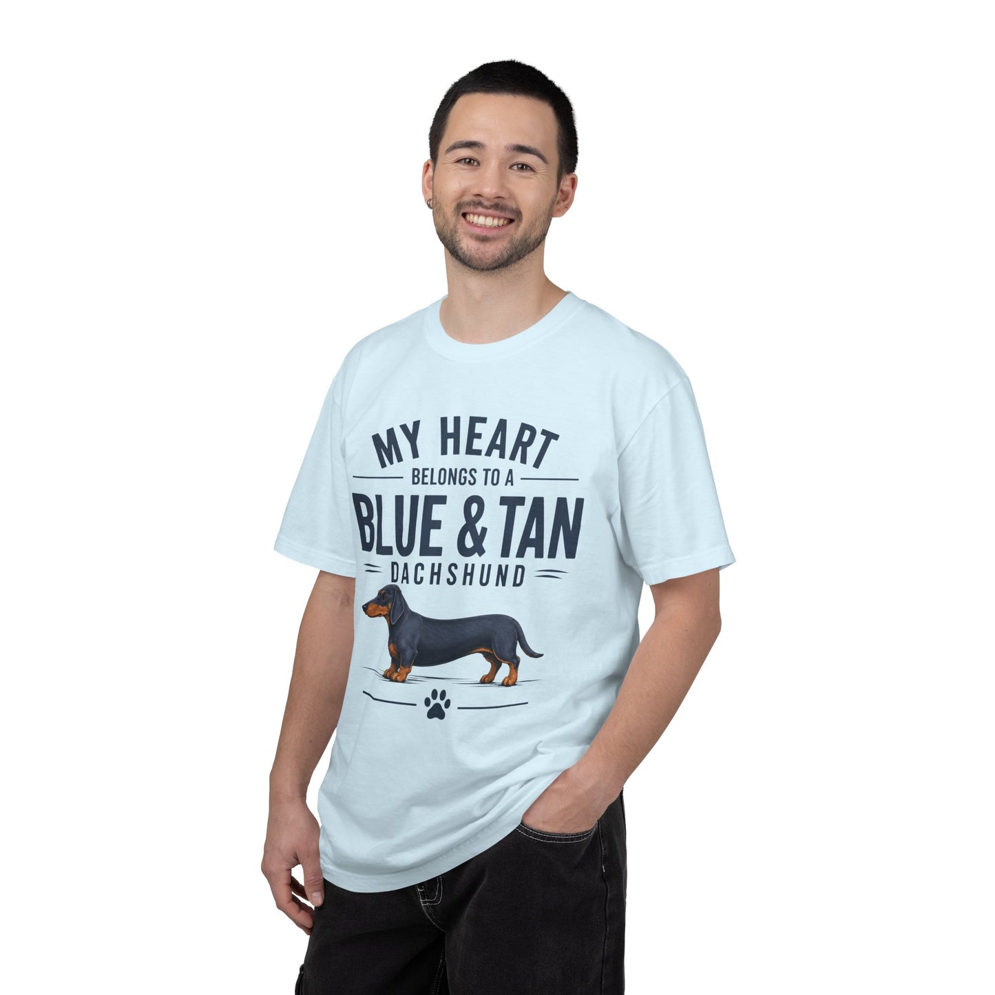 Blå og Tan Gravhund T-shirt — “Mit hjerte tilhører en blå og tan gravhund”