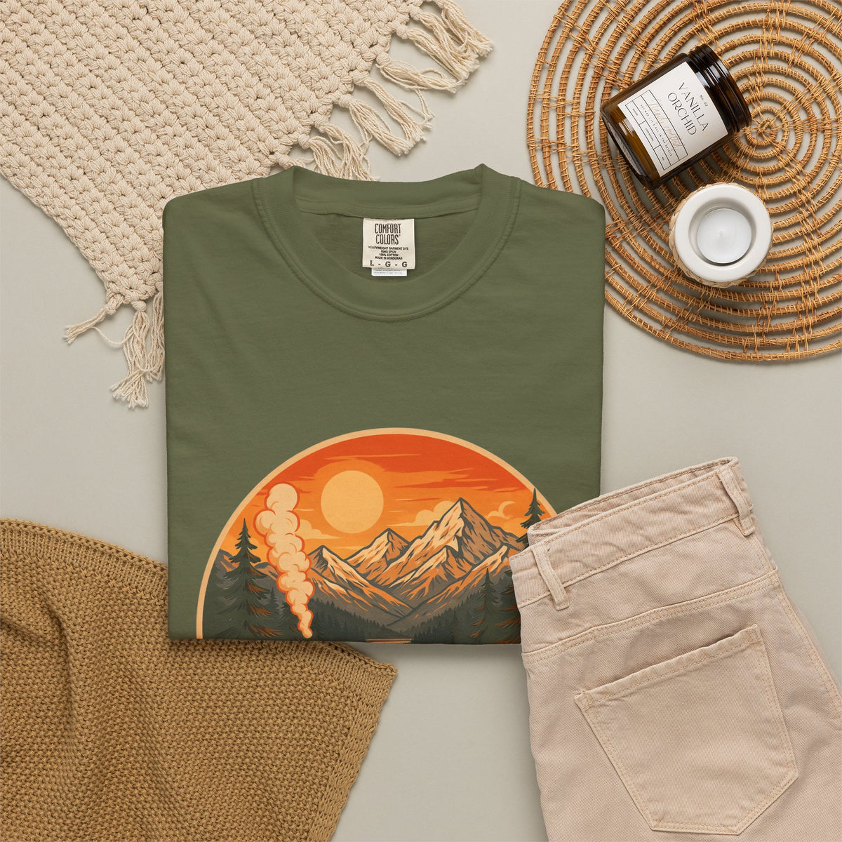 Trails & Tails Hiking T-Shirt — Mountain Campfire Adventure Tee
