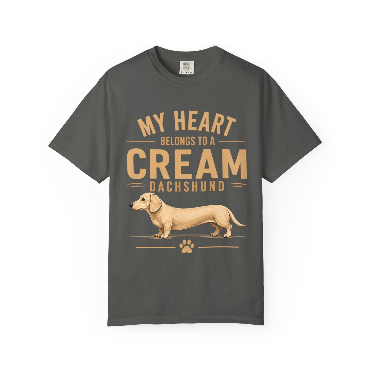 Cream Dachshund T-Shirt — “My Heart Belongs to a Cream Dachshund” Dog Lover Tee