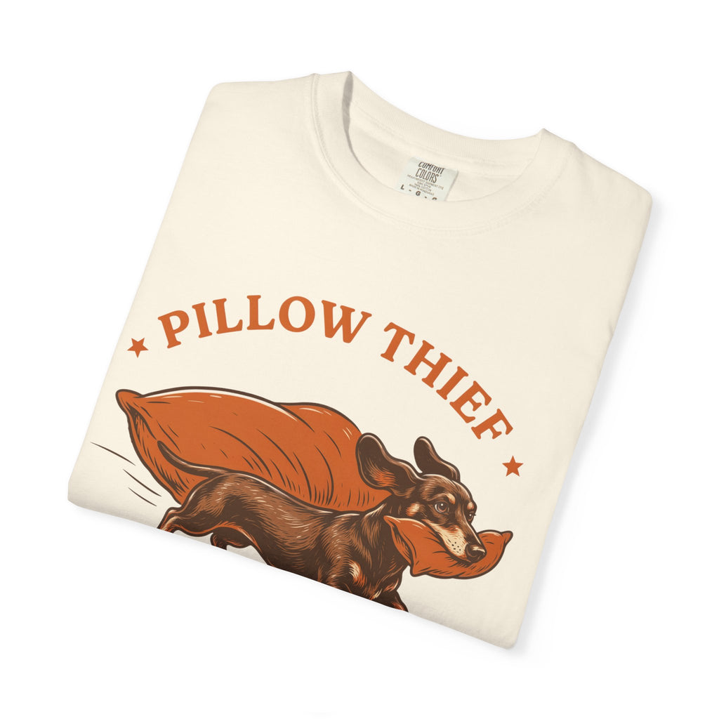 Pillow Thief T-Shirt — Cute Dachshund Pillow-Stealing Dog Tee
