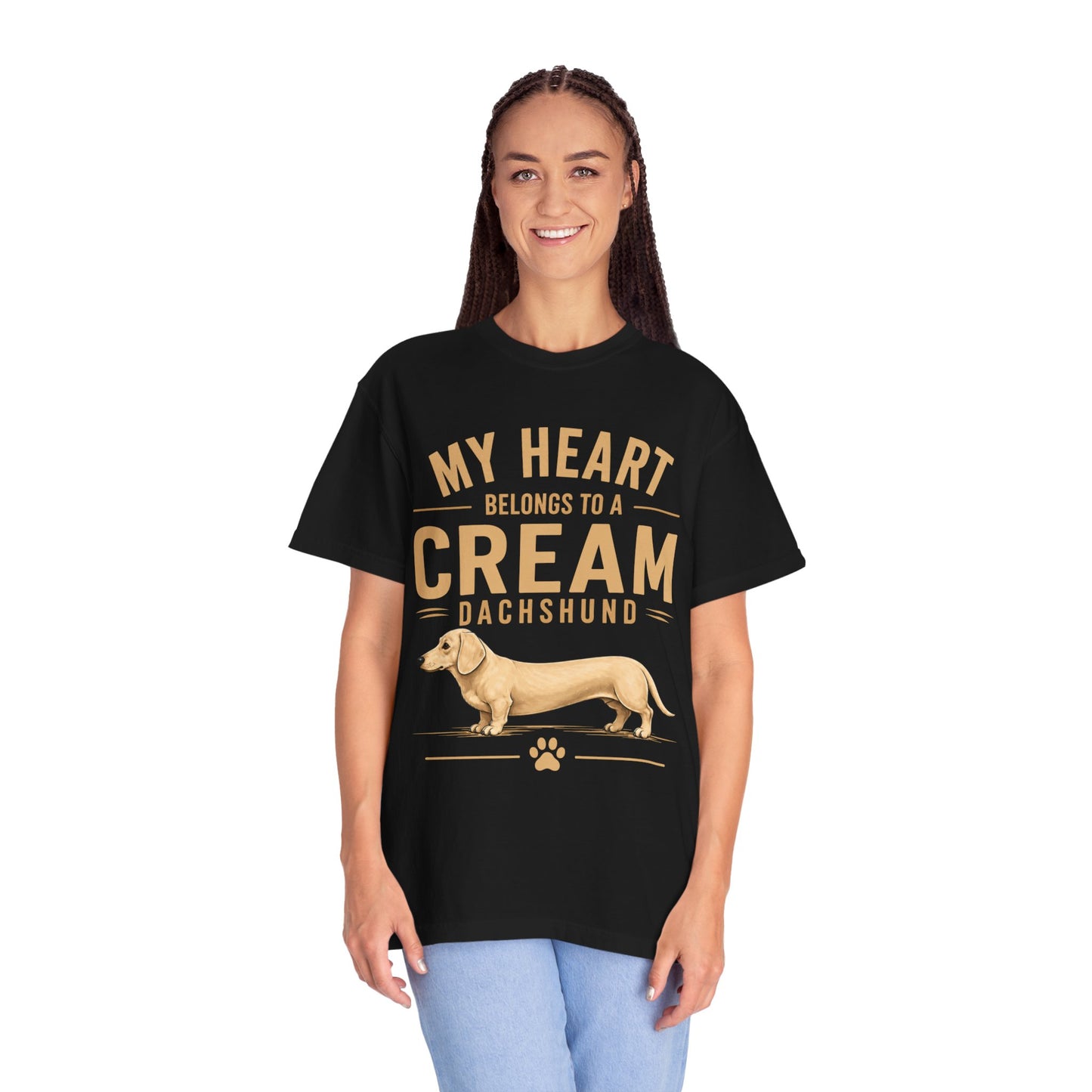 Cream Dachshund T-Shirt — “My Heart Belongs to a Cream Dachshund” Dog Lover Tee