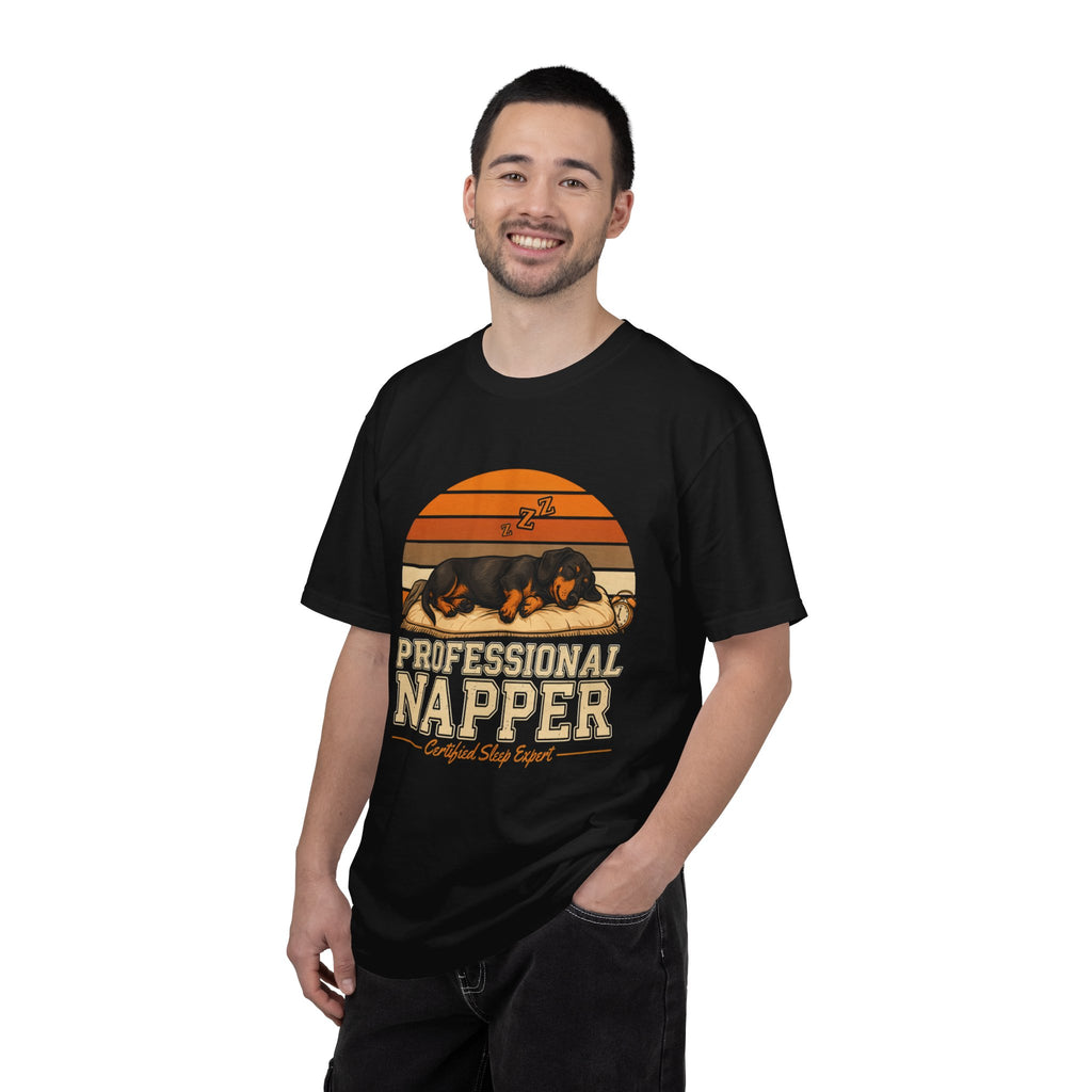 Professional Napper T-Shirt — Dachshund Retro Sleep Design