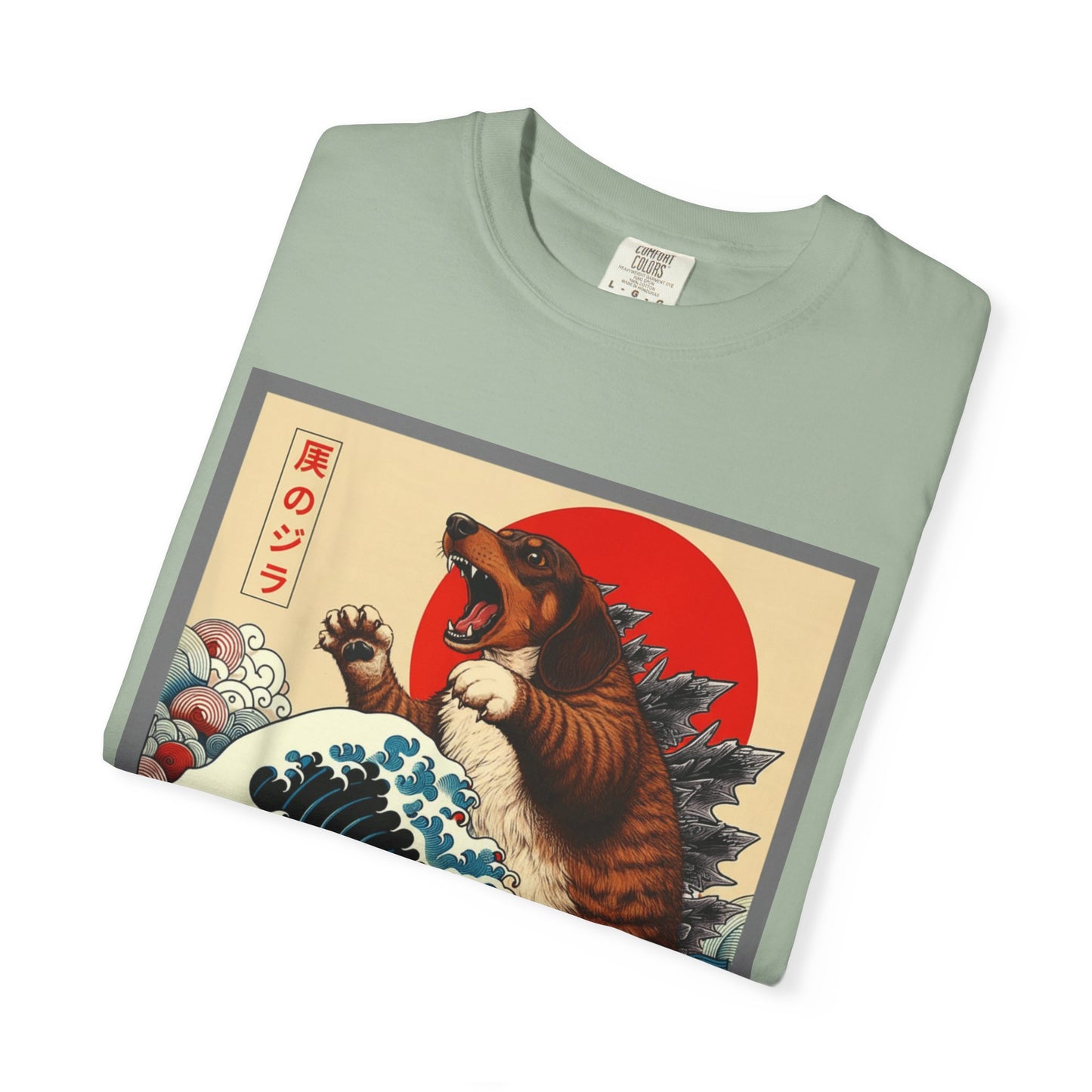 Dachshund Kaiju Wave T-Shirt  Japanese-Style Tee