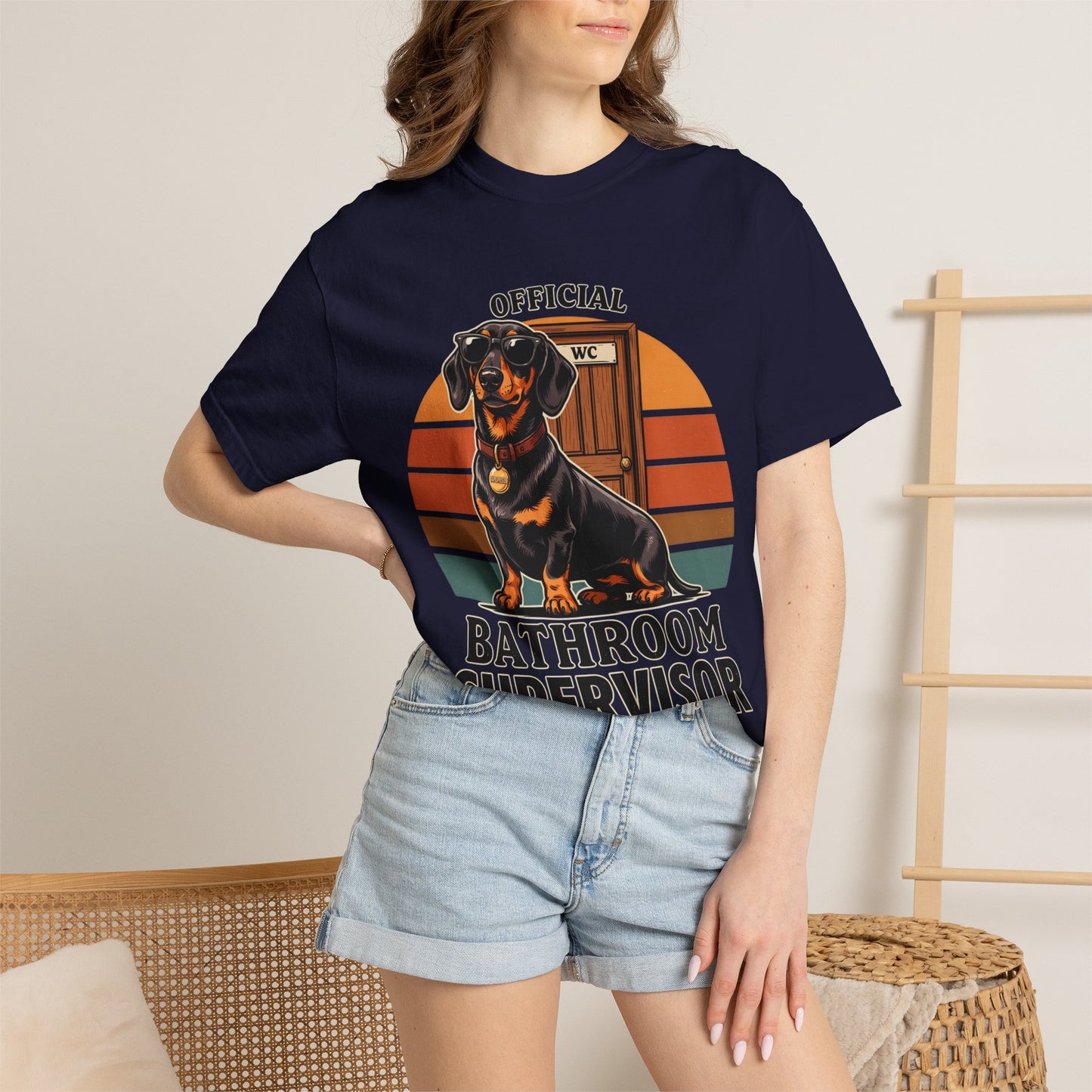 Bathroom Supervisor T-Shirt — 'Official Bathroom Supervisor' Dachshund Graphic Tee
