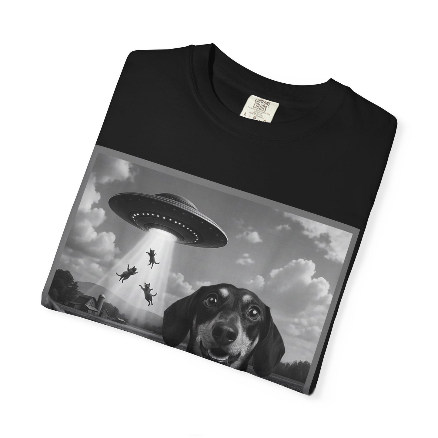 Buitenaardse Ontvoering Teckel T-shirt Retro UFO Hond Grafisch T-shirt