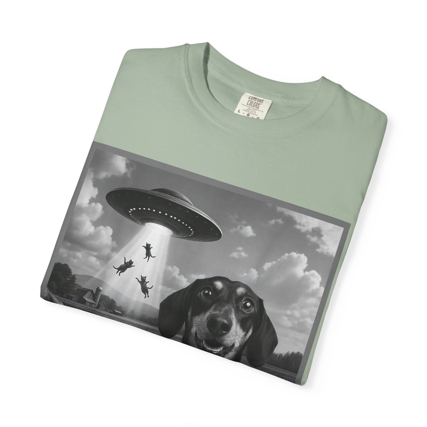 Buitenaardse Ontvoering Teckel T-shirt Retro UFO Hond Grafisch T-shirt