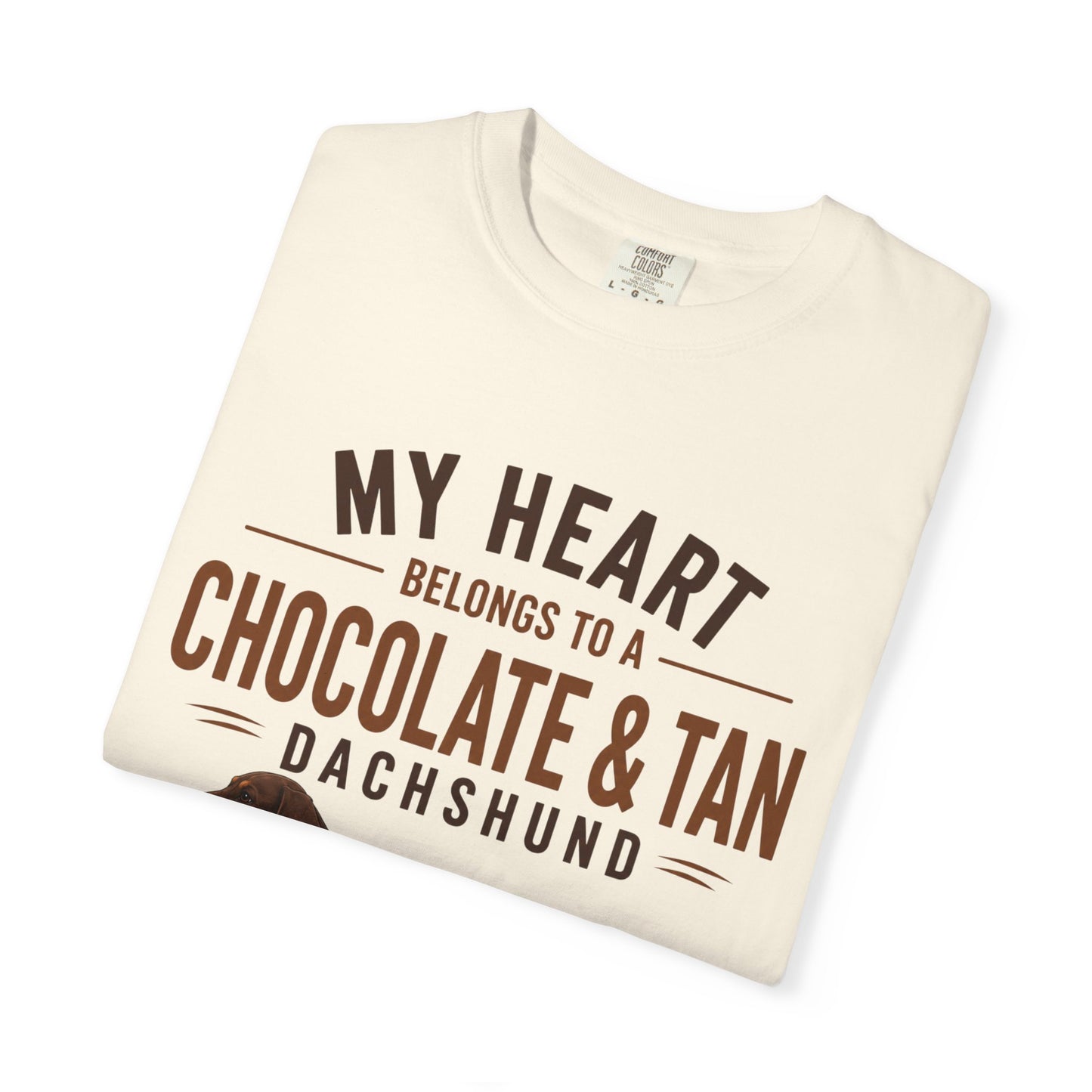 Chocolate & Tan Dachshund T-Shirt — "My Heart Belongs to a Chocolate & Tan Dachshund"