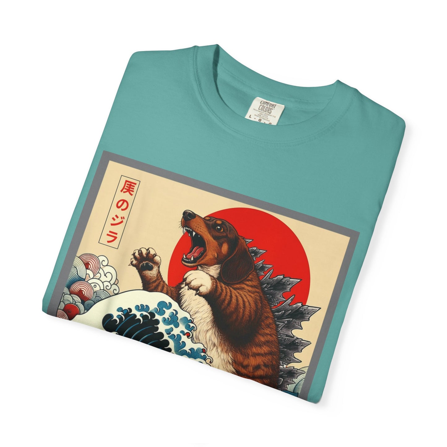 Dachshund Kaiju Wave T-Shirt  Japanese-Style Tee