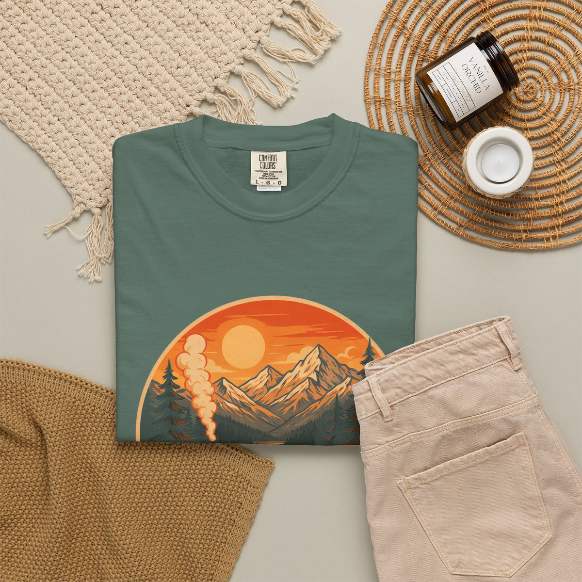 Trails & Tails Hiking T-Shirt — Mountain Campfire Adventure Tee