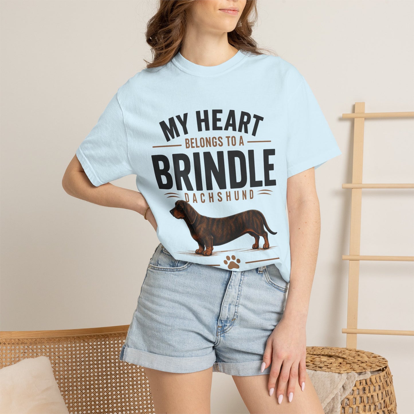 Brindle Dachshund T-Shirt – "My Heart Belongs to a Brindle Dachshund"