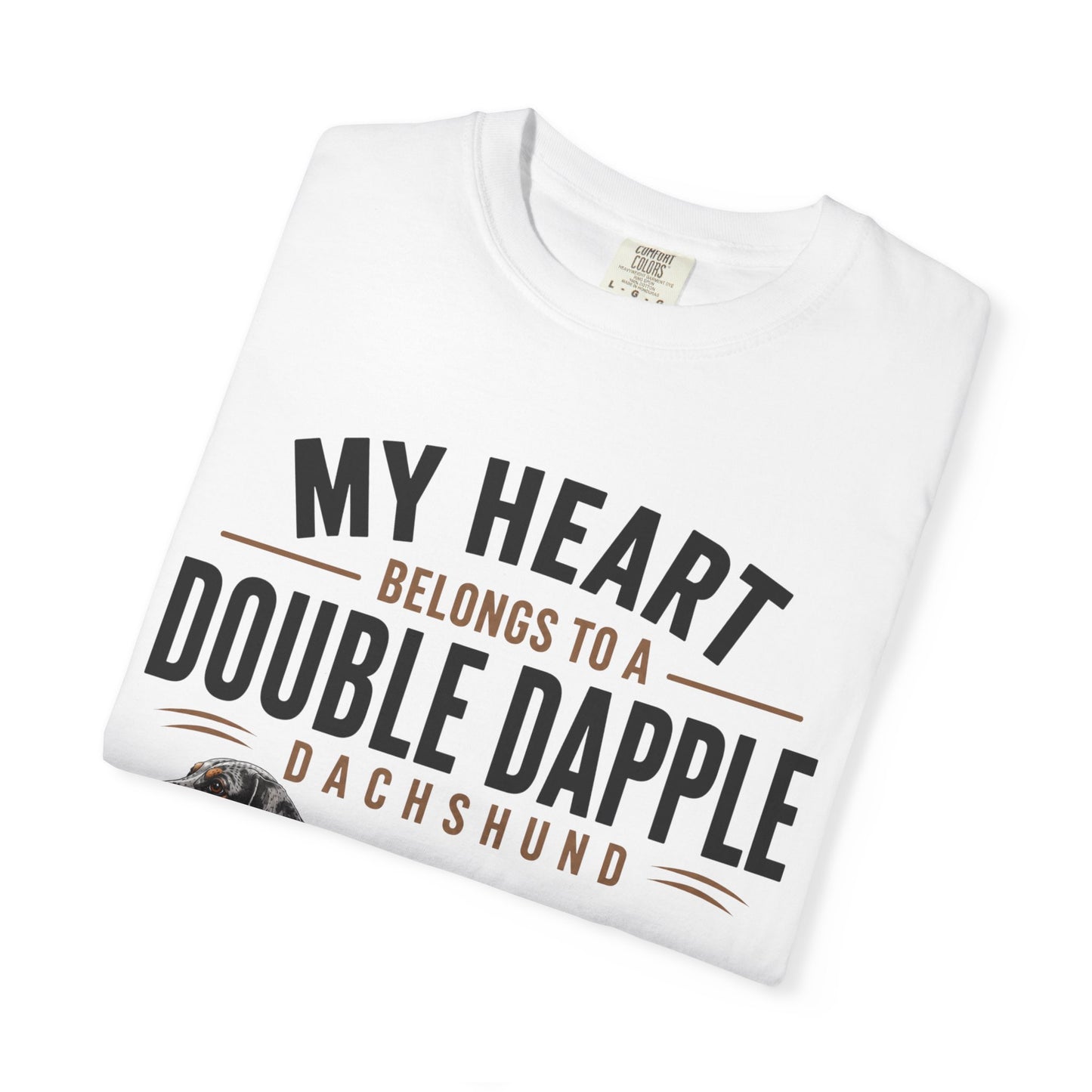 Double Dapple Dachshund T-Shirt — “My Heart Belongs to a Double Dapple” Graphic Tee